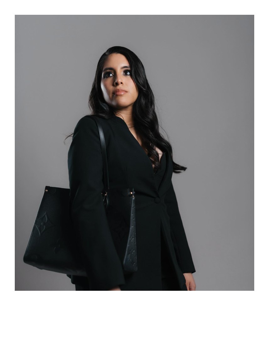 Editorial portrait of Marcela in a black blazer